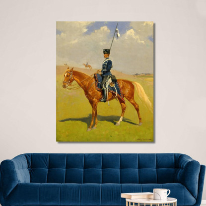 L'Ussaro Frederic Remington frm48 quadro stampato su tela