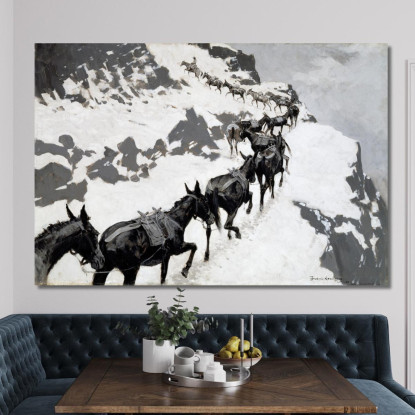 Il Branco Di Muli Frederic Remington frm55 quadro stampato su tela
