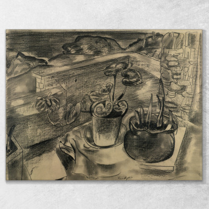 Natura Morta Nel Paesaggio Bodinnick Cornovaglia Frances Hodgkins fhd32 quadro stampato su tela