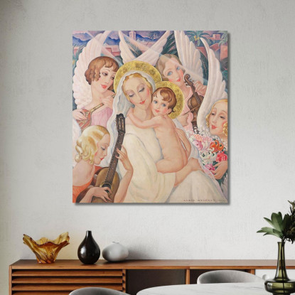 Madonna Col Bambino Circondata Da Angeli Musicanti Gerda Wegener gwg12 quadro stampato su tela