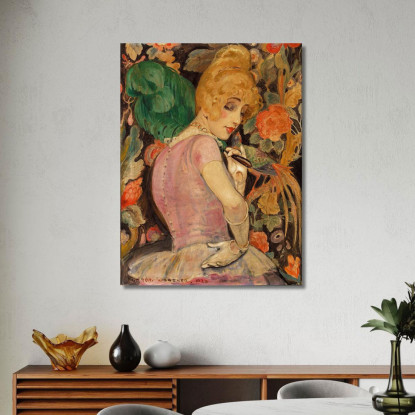 Ritratto Di Lili Elbe Con Ventaglio Di Piume Verdi Gerda Wegener gwg18 quadro stampato su tela