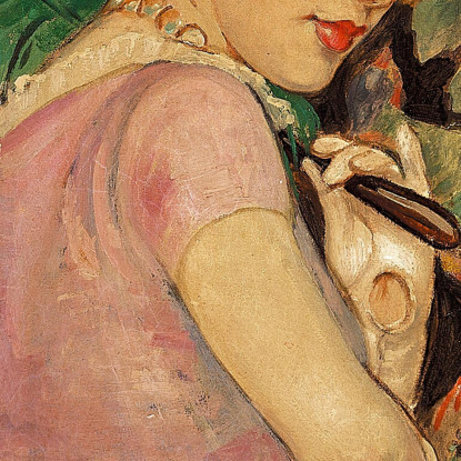 Ritratto Di Lili Elbe Con Ventaglio Di Piume Verdi Gerda Wegener gwg18 quadro stampato su tela