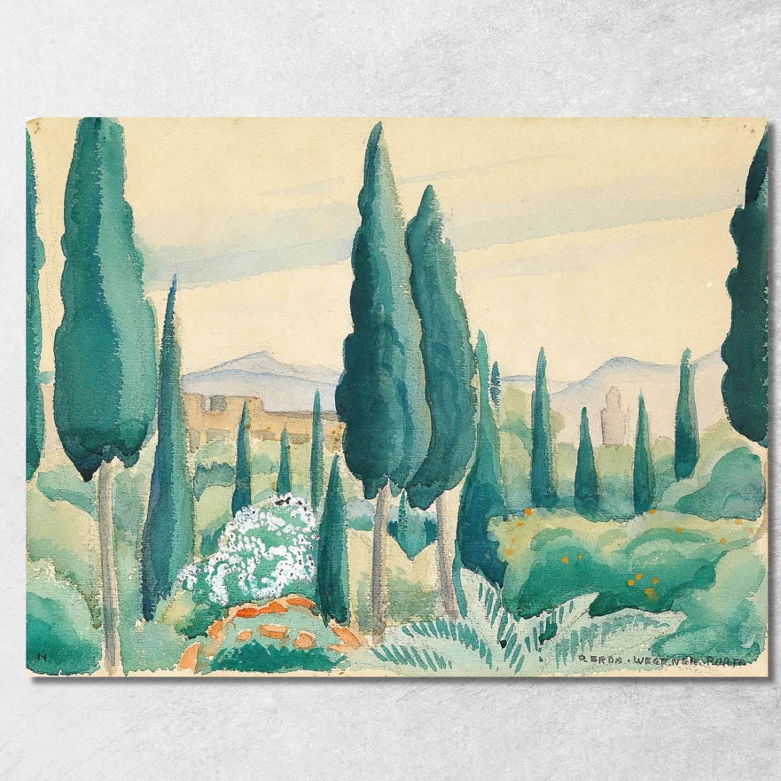 Vista Del Paesaggio Marocchino Nei Pini In Primo Piano Gerda Wegener gwg37 quadro stampato su tela