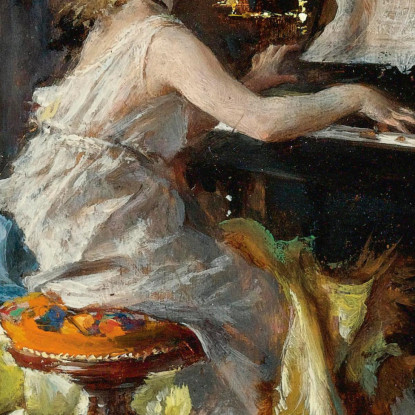 Signora Al Pianoforte Woman At A Piano Giovanni Boldini gbd79 quadro stampato su tela