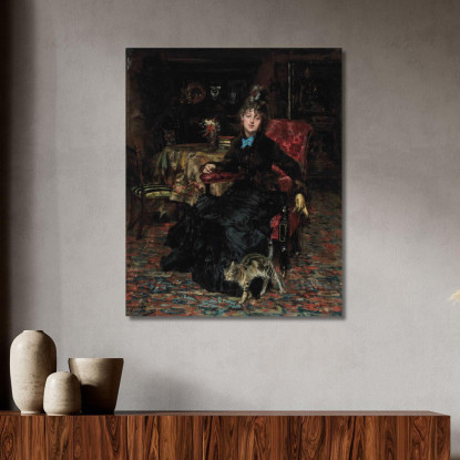 Signora Seduta Con Gatto Giovanni Boldini gbd80 quadro stampato su tela