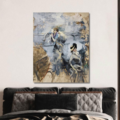 Lavandaia E Una Giovane Bruna Sulla Senna Parigi Giovanni Boldini gbd90 quadro stampato su tela