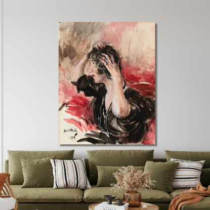 Donna Che Si Sistema I Capelli Giovanni Boldini gbd92 quadro stampato su tela