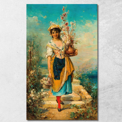 Una Bella Ragazza Dei Fiori Hans Zatzka hzt1 quadro stampato su tela