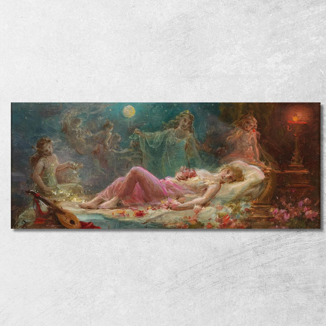 Allegoria Del Sonno Hans Zatzka hzt7 quadro stampato su tela Allegoria Del Sonno Hans Zatzka hzt7 quadro stampato su tela