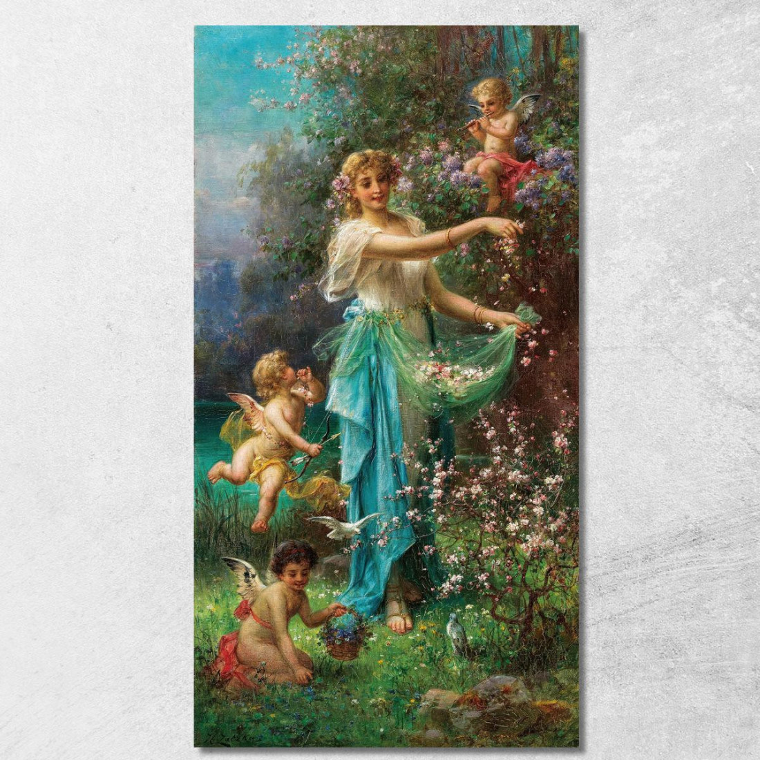 Allegoria Della Primavera Con Cupido Hans Zatzka hzt9 quadro stampato su tela Allegoria Della Primavera Con Cupido Hans Zatzka hzt9 quadro stampato su tela