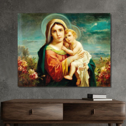 Madonna Col Bambino Hans Zatzka hzt33 quadro stampato su tela