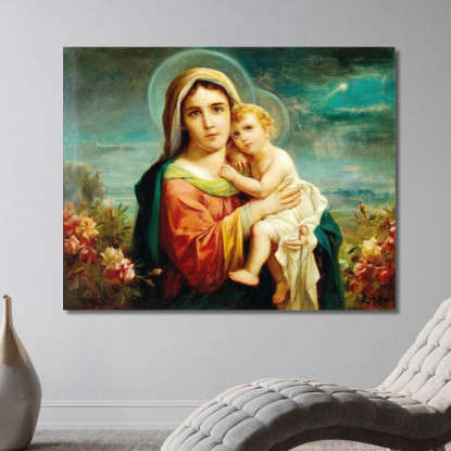 Madonna Col Bambino Hans Zatzka hzt33 quadro stampato su tela