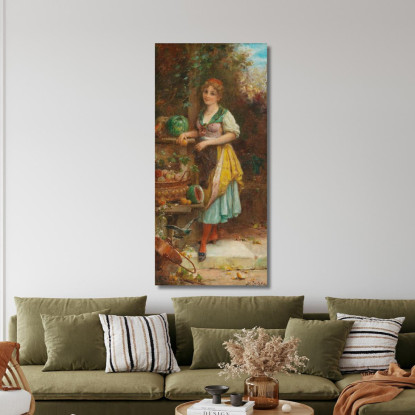 Ragazza Con La Ricca Ciotola Di Frutta Hans Zatzka hzt35 quadro stampato su tela