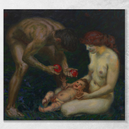 Adamo Ed Eva La Famiglia Franz von Stuck fvs3 quadro stampato su tela