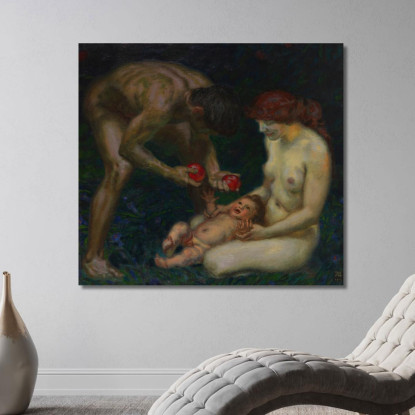 Adamo Ed Eva La Famiglia Franz von Stuck fvs3 quadro stampato su tela