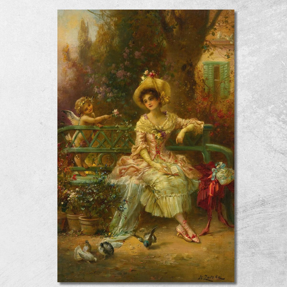 Pensando A Lui Hans Zatzka hzt52 quadro stampato su tela Pensando A Lui Hans Zatzka hzt52 quadro stampato su tela