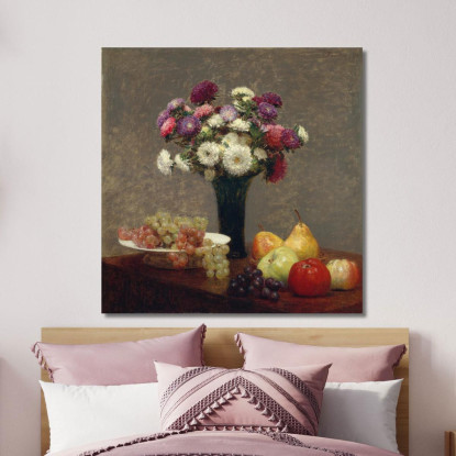 Aster E Frutta Su Un Tavolo Henri Fantin-Latour hft7 quadro stampato su tela