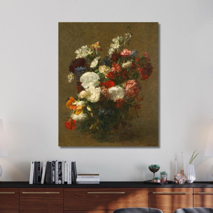 Vari Fiori Henri Fantin-Latour hft24 quadro stampato su tela