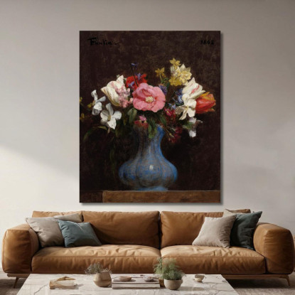 Fiori Camelie E Tulipani Henri Fantin-Latour hft25 quadro stampato su tela