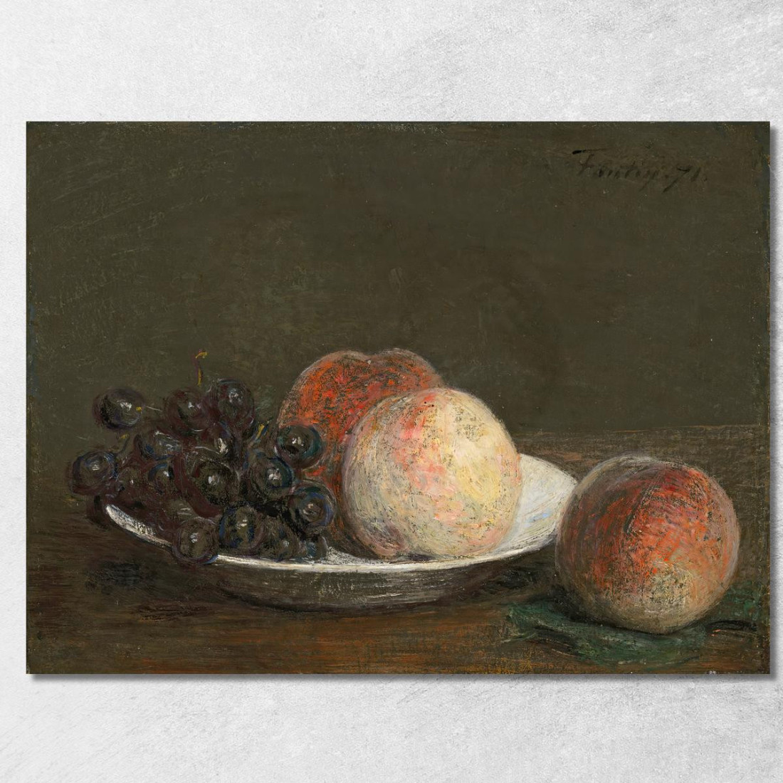 Pesche E Uva In Una Ciotola Di Porcellana Henri Fantin-Latour hft65 quadro stampato su tela