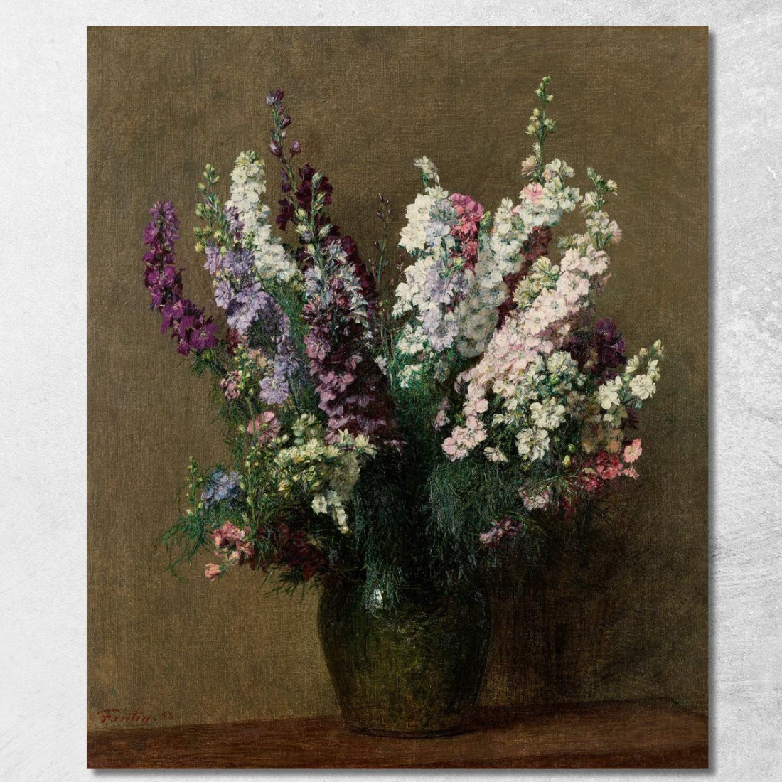 Larkspur Henri Fantin-Latour hft67 quadro stampato su tela Larkspur Henri Fantin-Latour hft67 quadro stampato su tela