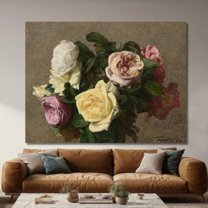 Rose 2 Henri Fantin-Latour hft78 quadro stampato su tela