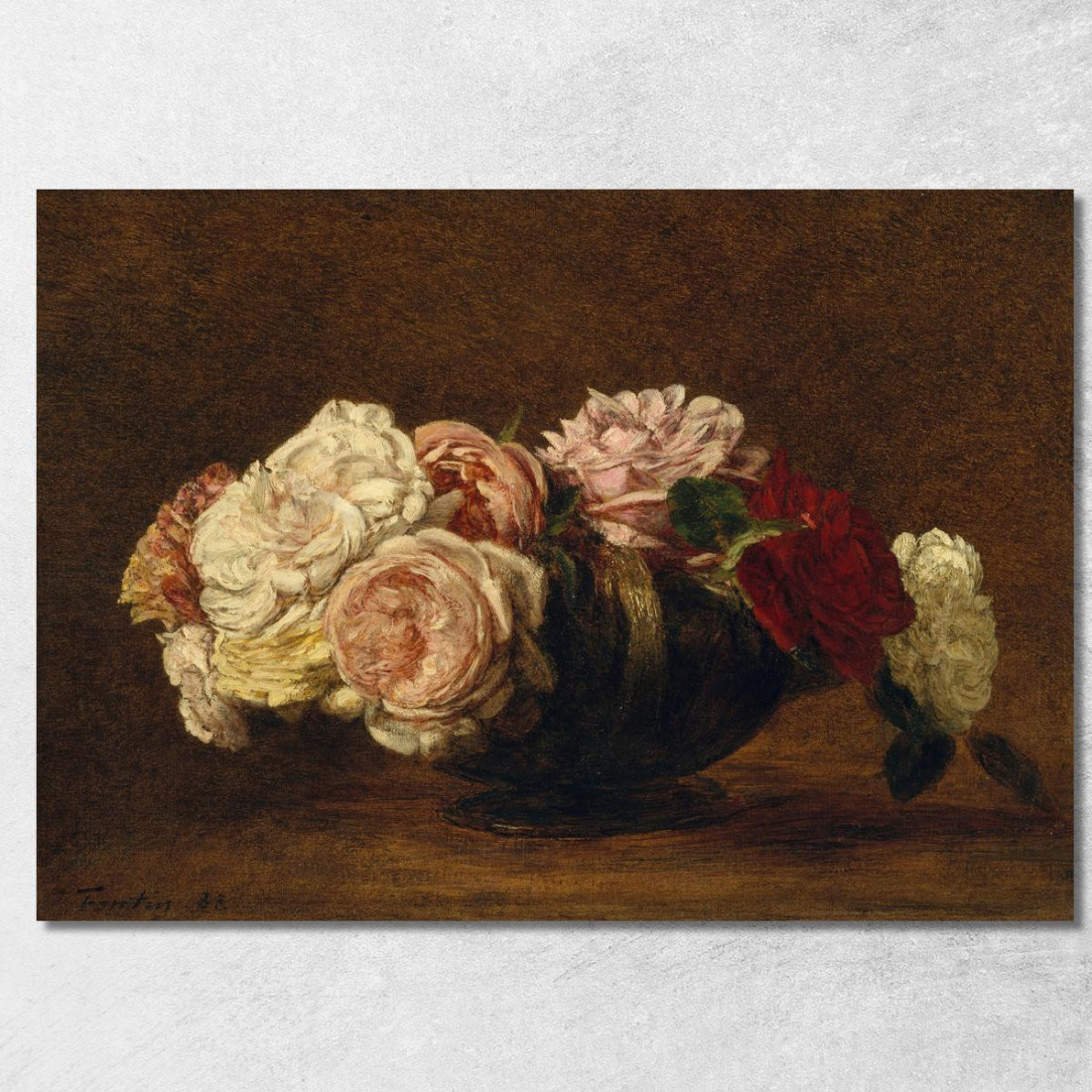 Rose In Una Ciotola Henri Fantin-Latour hft84 quadro stampato su tela Rose In Una Ciotola Henri Fantin-Latour hft84 quadro stampato su tela