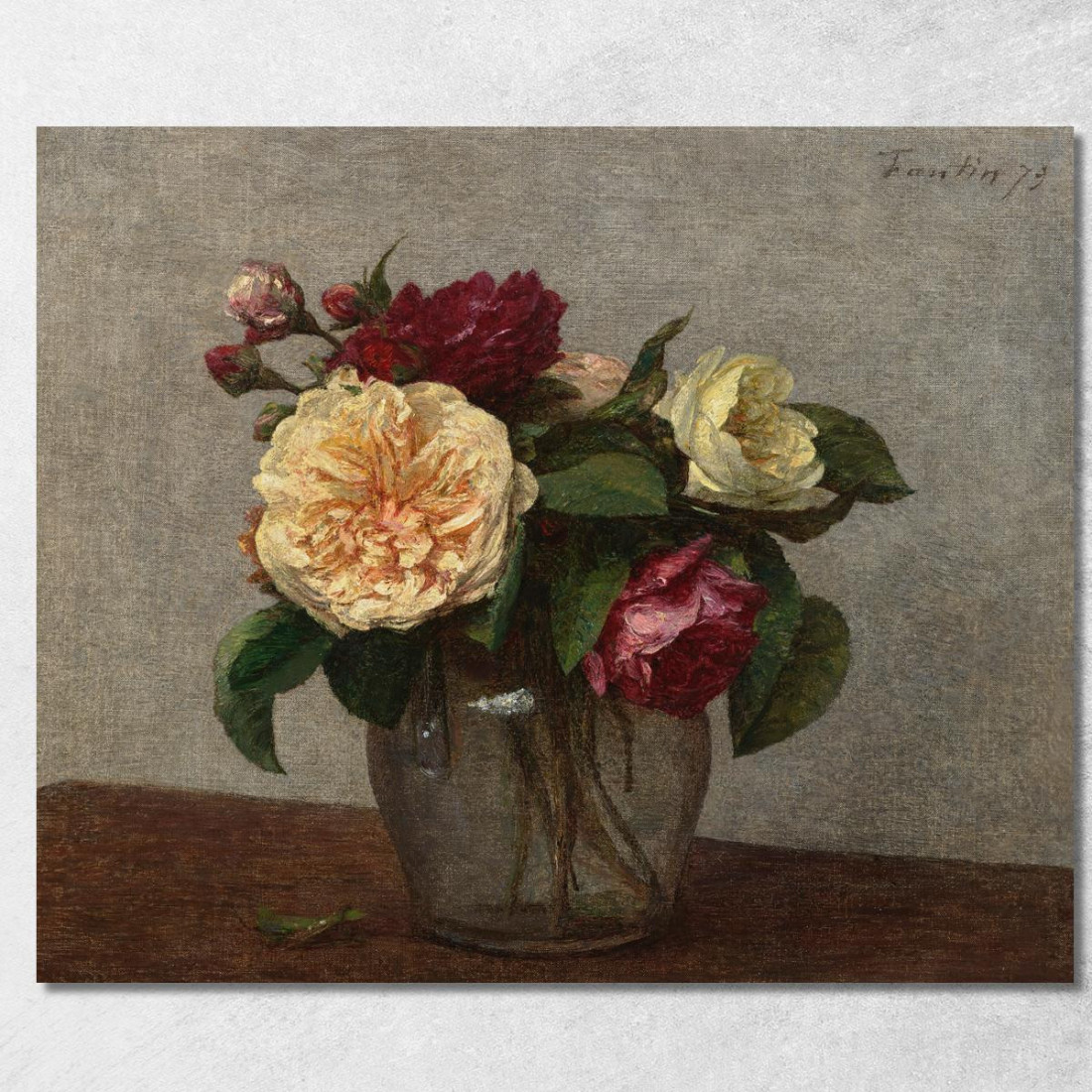 Rose Gialle E Rosse Henri Fantin-Latour hft87 quadro stampato su tela Rose Gialle E Rosse Henri Fantin-Latour hft87 quadro stampato su tela