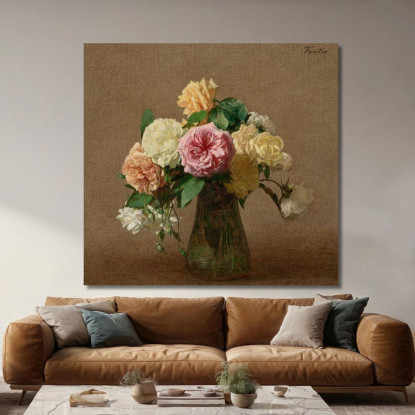 Rose Henri Fantin-Latour hft89 quadro stampato su tela