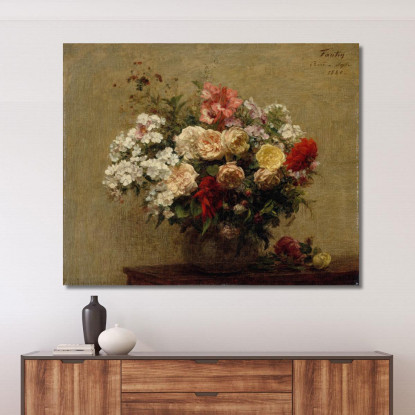 Fiori Estivi Henri Fantin-Latour hft114 quadro stampato su tela