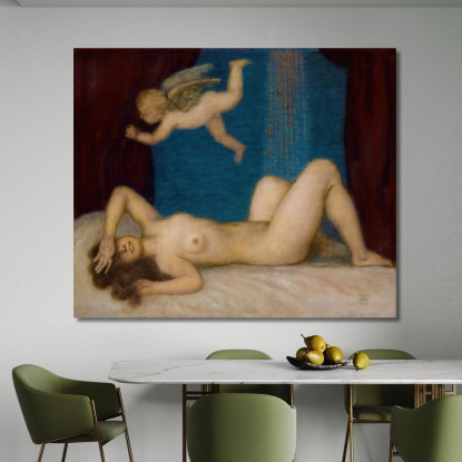 Danae E La Pioggia Dorata Franz von Stuck fvs19 quadro stampato su tela