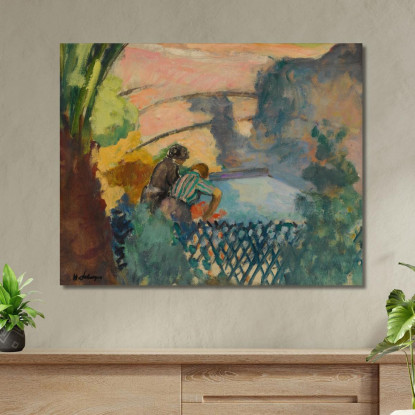Due Donne Alla Lavanderia Henri Lebasque hlb7 quadro stampato su tela
