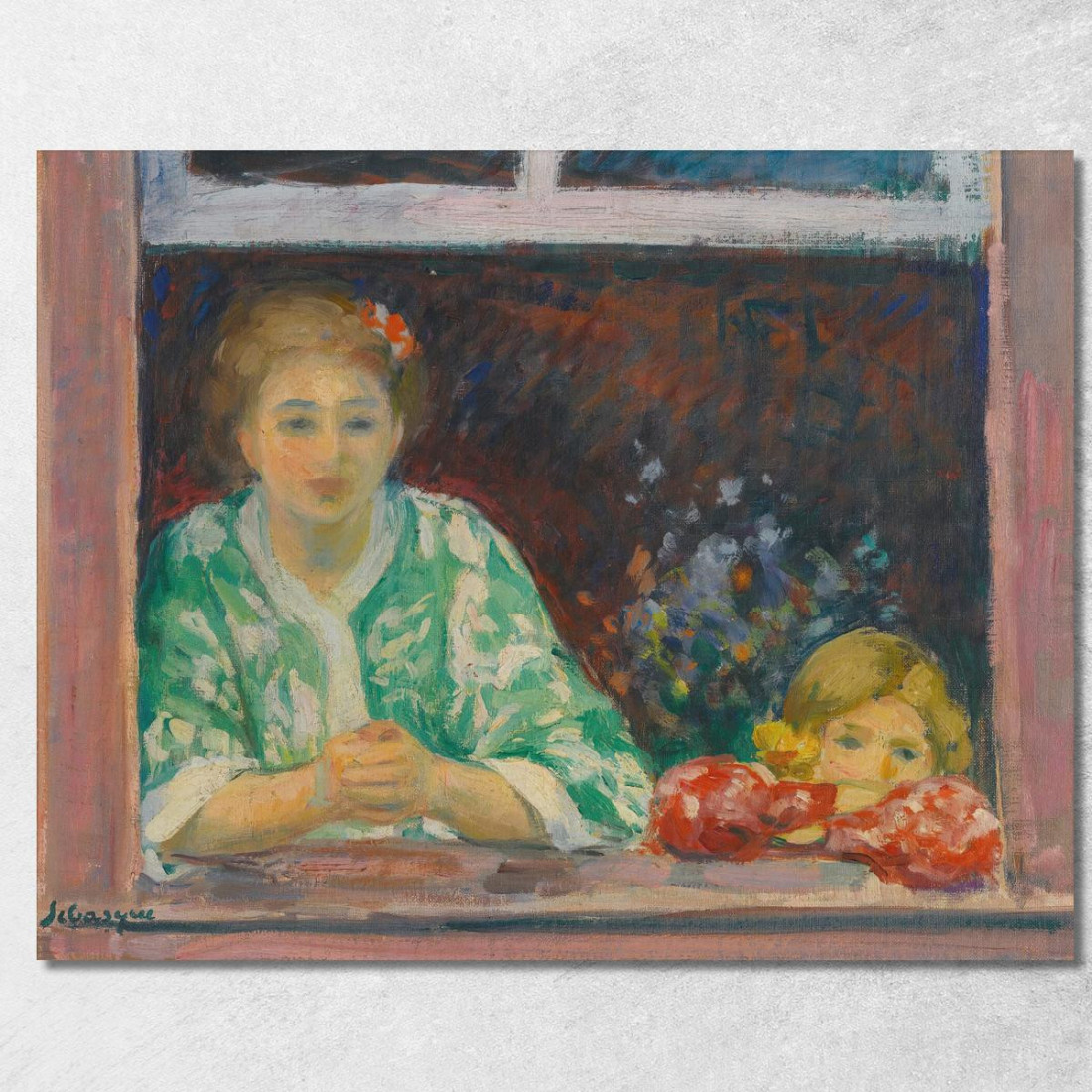 Donna E Bambina Alla Finestra Henri Lebasque hlb14 quadro stampato su tela Donna E Bambina Alla Finestra Henri Lebasque hlb14 quadro stampato su tela