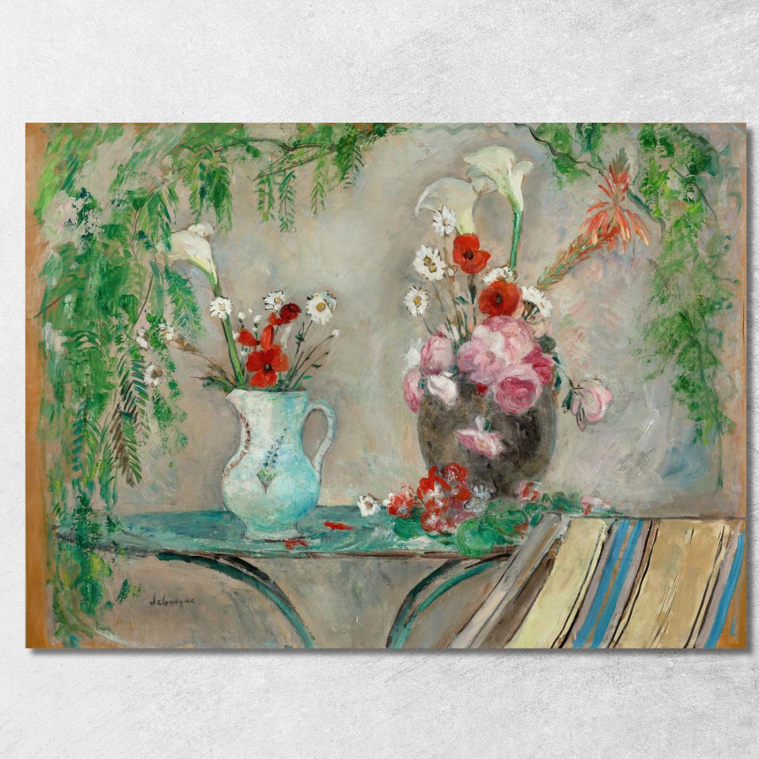Fiori Su Un Tavolo Su Una Terrazza Henri Lebasque hlb17 quadro stampato su tela Fiori Su Un Tavolo Su Una Terrazza Henri Lebasque hlb17 quadro stampato su tela