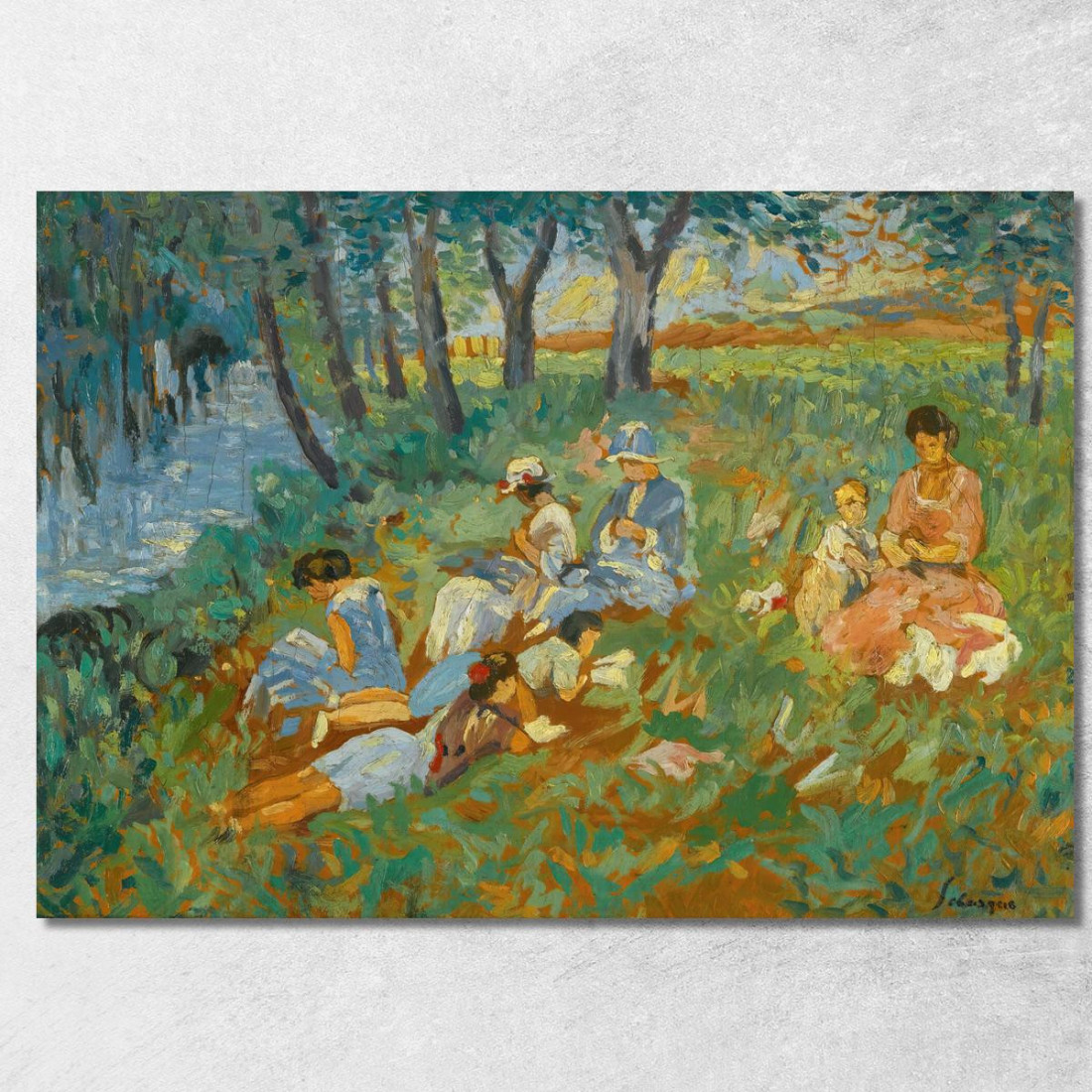 Les Andelys La Famiglia Lebasque Sull'Acqua Henri Lebasque hlb39 quadro stampato su tela Les Andelys La Famiglia Lebasque Sull'Acqua Henri Lebasque hlb39 quadro stampato su tela