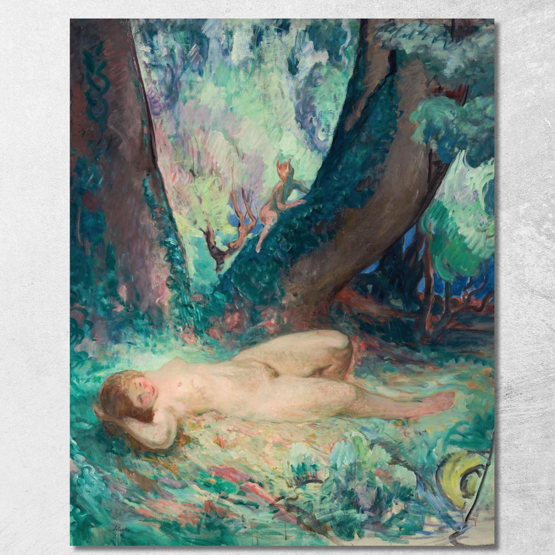 Nu Au Petit Faune Henri Lebasque hlb59 quadro stampato su tela Nu Au Petit Faune Henri Lebasque hlb59 quadro stampato su tela
