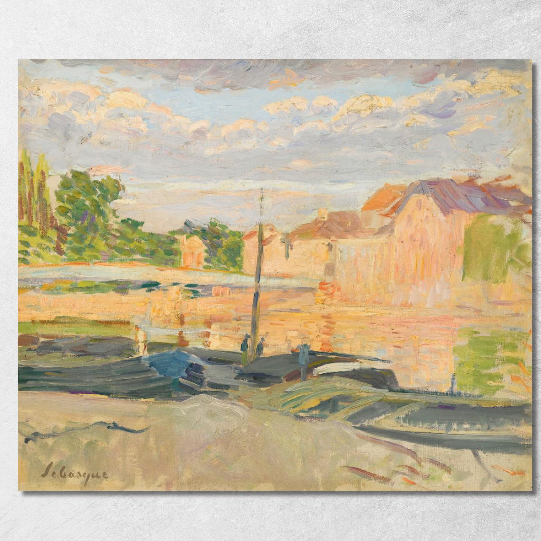 Chiatte Sulle Rive Della Marna Henri Lebasque hlb65 quadro stampato su tela Chiatte Sulle Rive Della Marna Henri Lebasque hlb65 quadro stampato su tela