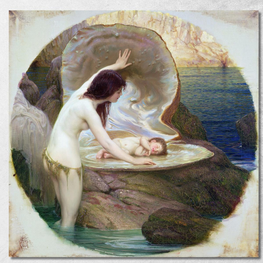 Un Bambino D'Acqua Herbert James Draper hjd2 quadro stampato su tela Un Bambino D'Acqua Herbert James Draper hjd2 quadro stampato su tela