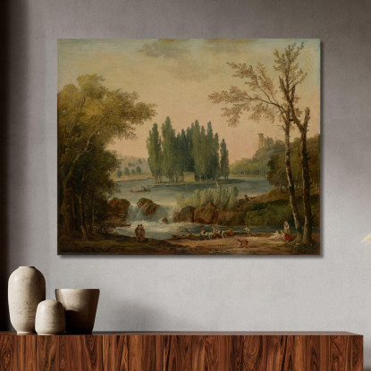 Una Vista Del Parco Di Ermenonville Con La Tomba Di Jean-Jacques Rousseau Hubert Robert hrb15 quadro stampato su tela