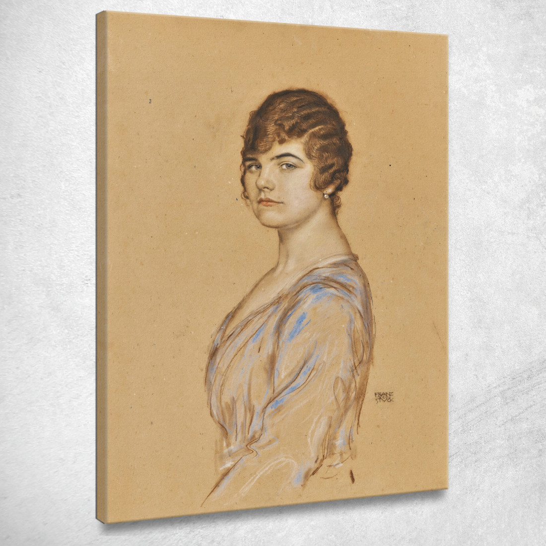 Ragazza In Un Vestito Blu Franz von Stuck fvs36 quadro stampato su tela Ragazza In Un Vestito Blu Franz von Stuck fvs36 quadro stampato su tela