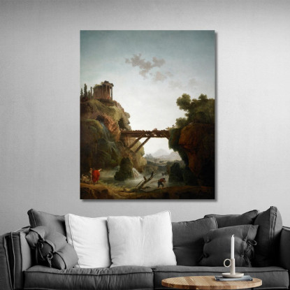 Fantastica Vista Di Tivoli Hubert Robert hrb35 quadro stampato su tela