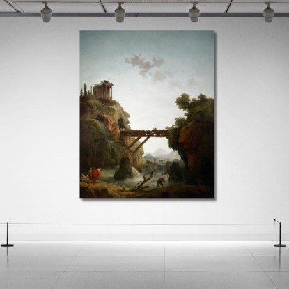 Fantastica Vista Di Tivoli Hubert Robert hrb35 quadro stampato su tela