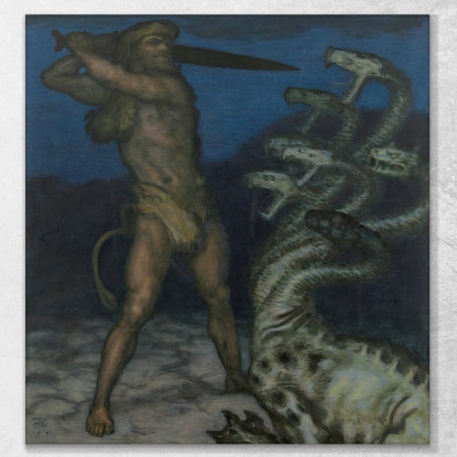 Ercole E L'Idra Franz von Stuck fvs38 quadro stampato su tela